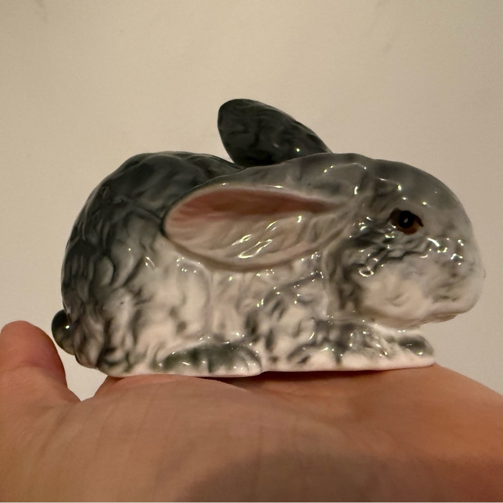 Vintage Porcelain Rabbit Figurines - Gray and Tan - Picture 2 of 8